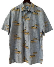 Vintage 90s Hook & Tackle Hawaiian Shirt Dorado Mahi Mahi AOP XL USA Made
