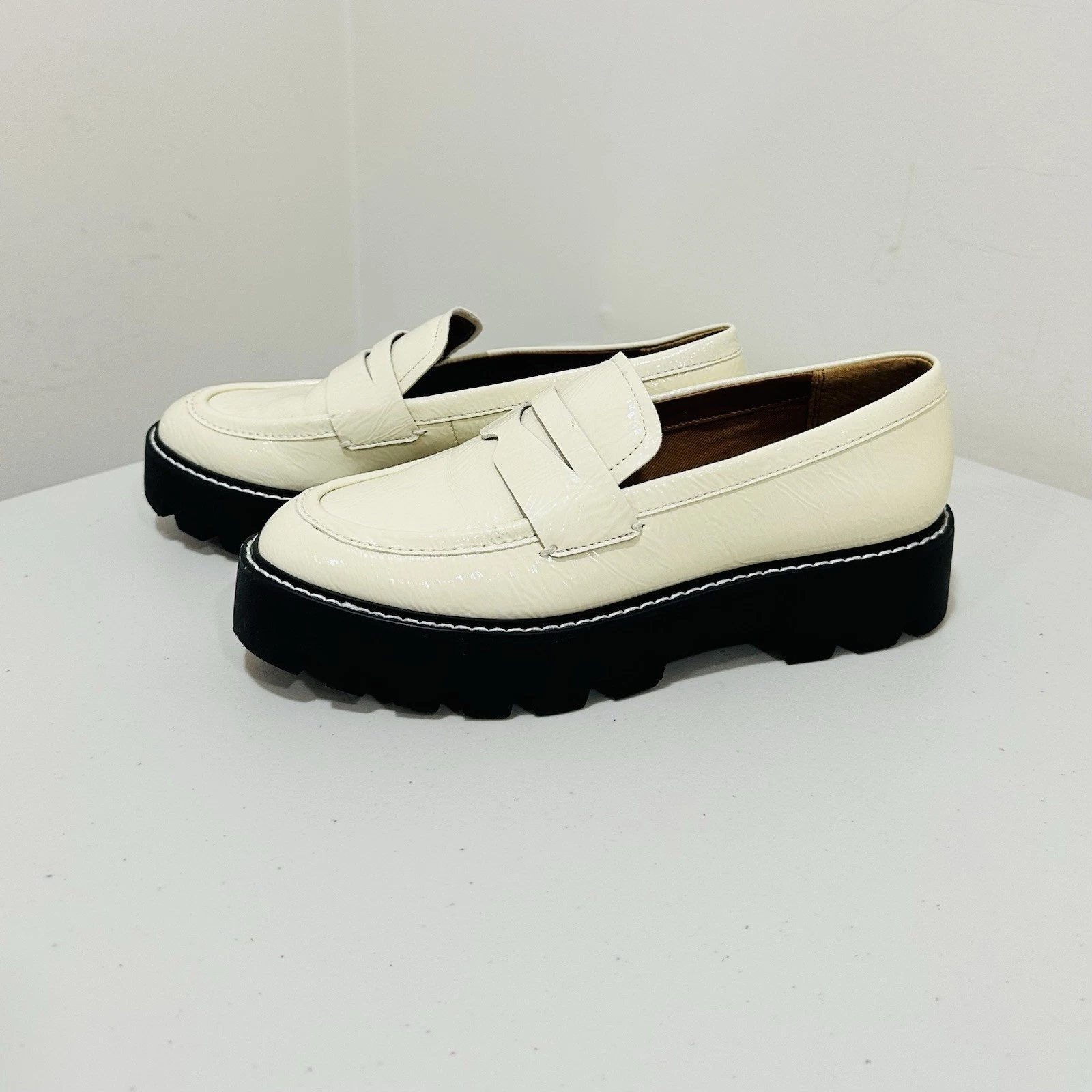 Franco Sarto Women's Balin Cream Chunky Loafers, Size 6,5 M New Without Box