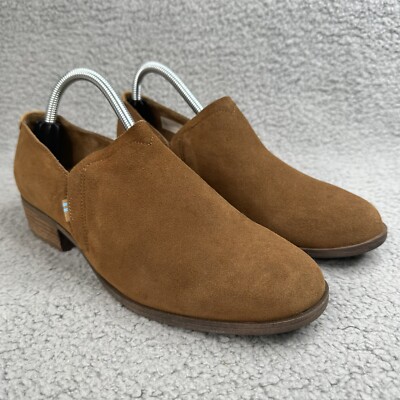 Toms Womens Shoes Shaye Suede Slip On Leather Loafers Booties Brown Size 