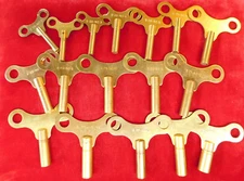 Clock Winding Key Assortment 17 Sizes Pieces Single End Brass 2.25 mm to 6.25 mm