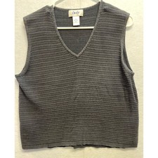 Vintage IZOD Ladies Pullover Golf Cotton Vest Dark Gray Blue Size XL