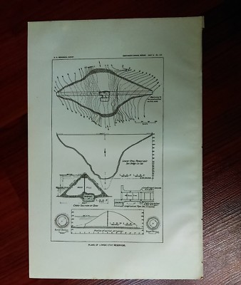 1897 USGS San Diego Map Plan of Lower Otay Reservoir Tunnel Section Rock Fill 