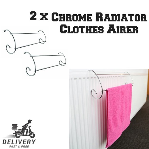 2 x 2 Tier Chrome Radiator Clothes Airer Hanger Rack Laundry Towel