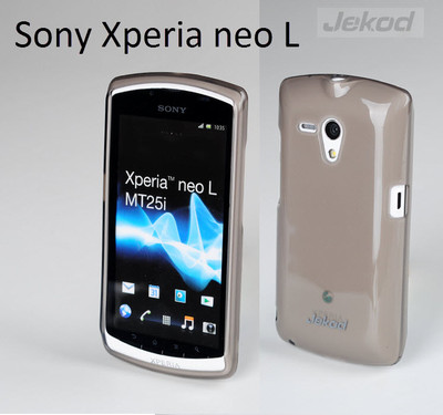 Jekod black TPU gel silicone case cover+screen prot. for Sony Xperia neo L MT25i