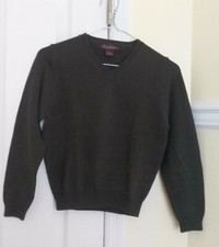 EUC BROOKS BROTHERS Boys V Neck Sweater Khaki Green Small S 4 6