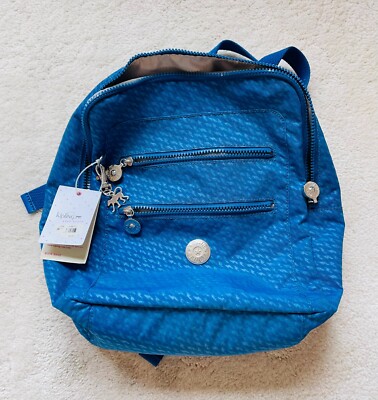 Kipling  Backpack KENDALL Plover Cold Blue Silver Accents and Zipper  $124 NWT