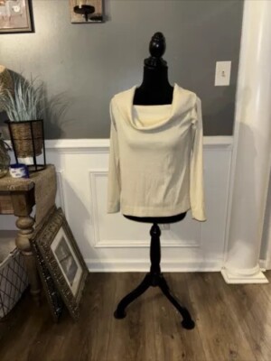 LOFT NWT Medium gold metallic stretch cowl neck top