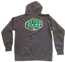 Aftco Hoodie Womens Large Heather Grey Full Zip Fleece Lined Fishing Outdoors
