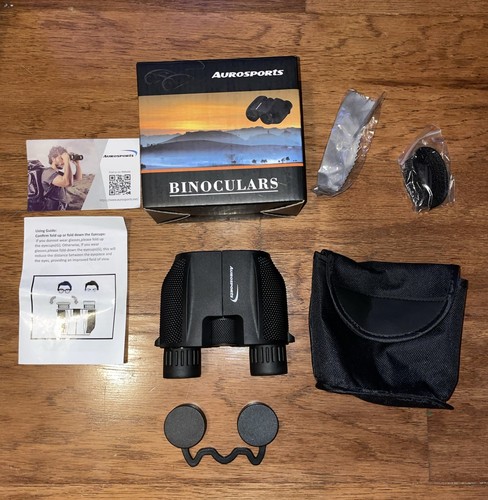Aurosports 10x25 Folding High Powered Binoculars New Open Box