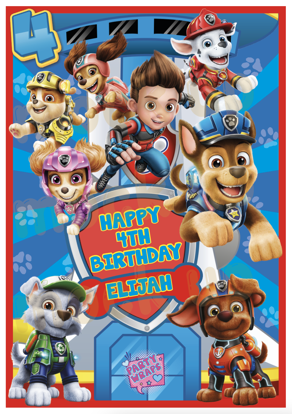 PERSONALISED PAW PATROL Birthday Stickers FRUIT SHOOT KITKAT LOVE