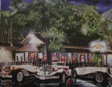 von Wening art 3 Clenets Custom Cars at Ranch House Cafe oil Painting on Canvas