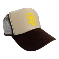 NEW SAN DIEGO PADRES BROWN TAN CAP 5 PANEL HIGH CROWN TRUCKER SNAPBACK TRENDY