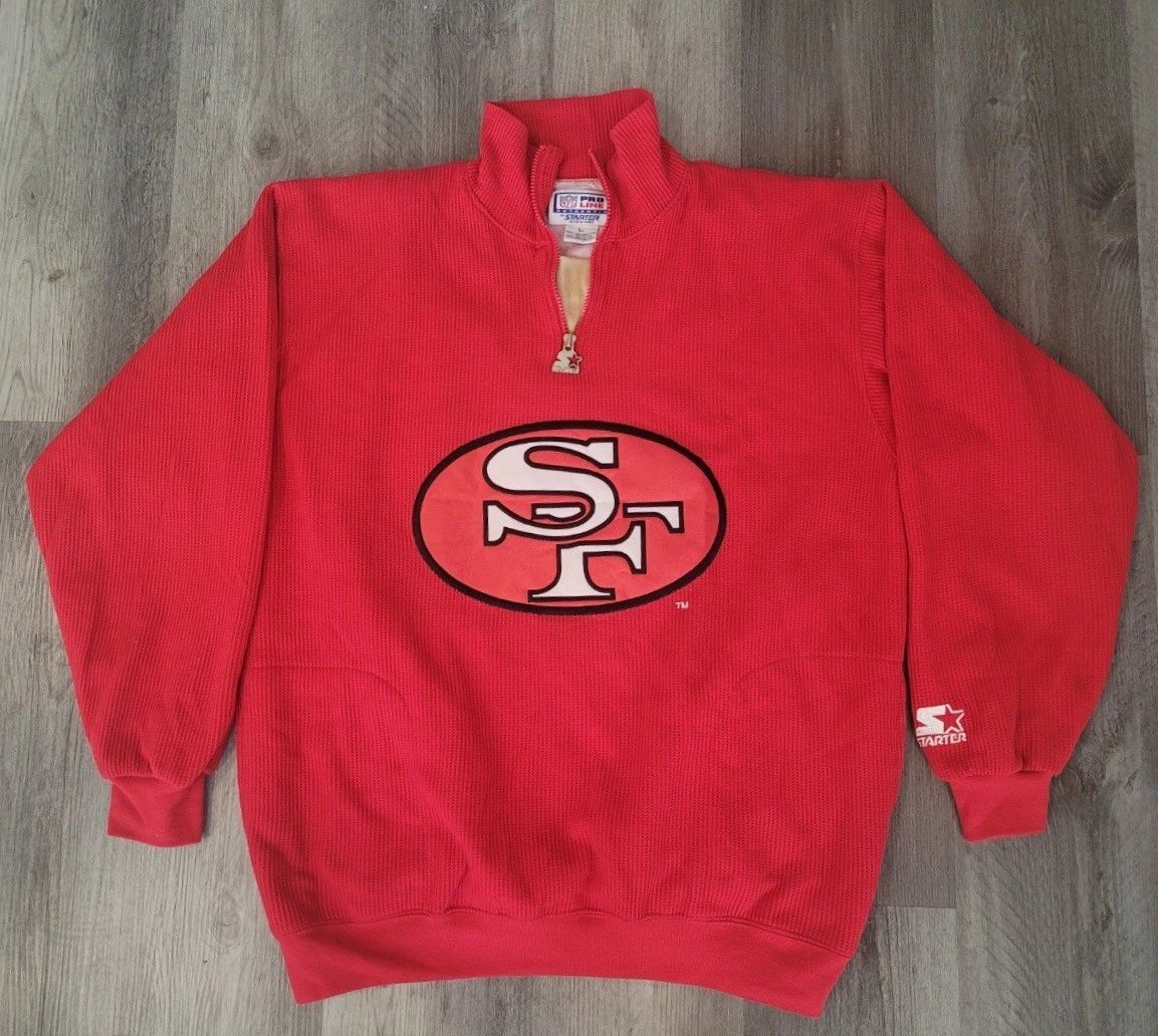 Authentic 49ers Red Pro Line Big Logo Starter Zip-up Sweater size