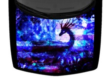 Vivid Mystical Dragon Forest Truck Hood Wrap Vinyl Car Graphic Decal USA Flag