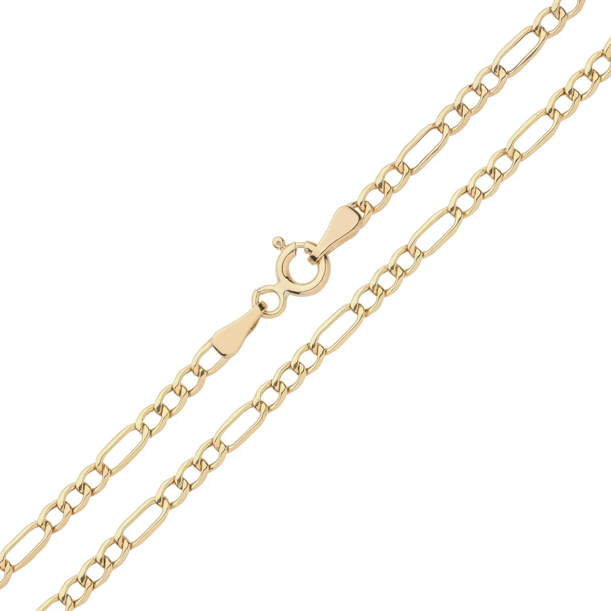 9ct Yellow Gold 24 inch Figaro Chain Necklace 2.5mm Width UK Hallmarked Curb