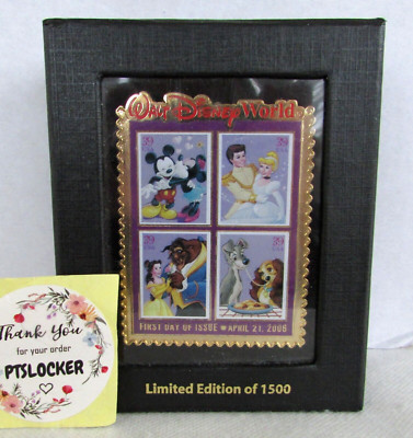 Disney USPS Art of Romance Stamp Pin Cinderella Beauty Beast Lady Tramp LE 1500
