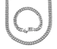 Men's Tight Miami Cuban Link 14MM Stainless Steel Choker Chain Bracelet Box Lock