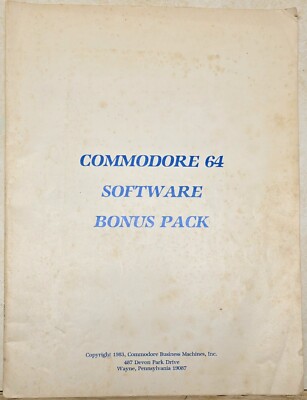 Commodore 64 Software Bonus Pack Manual 1983 | eBay