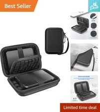 Portable External Hard Drive Carrying Case - Black, Water-Resistant EVA Shell