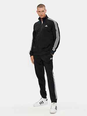MENS ADIDAS RETRO STRIPE FULL TRACKSUIT ALL SIZES BLACK/WHITE  UK