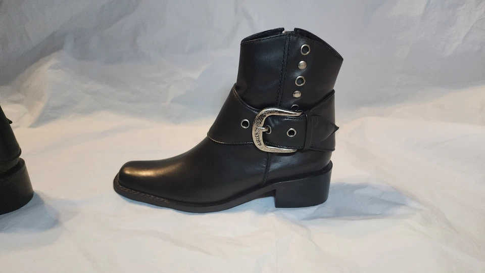 Новый Harley Davidson ботинки женщин размер 6,5 черный кожаный пряжки мотоциклиста ботильоны - Изображение 2 из 4