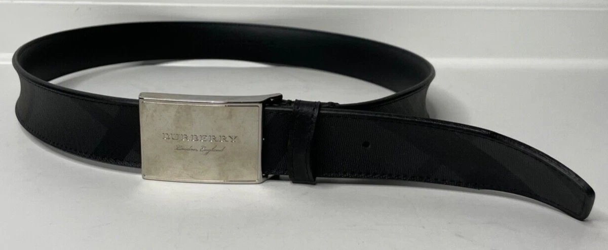 Burberry Black Nova Check Belt w Silver Logo Buckle Italy 34/86 ITPARPEL9BOL