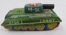 Vintage ARMY FRICTION TANK Tin Litho JAPAN Military 2750 Toy