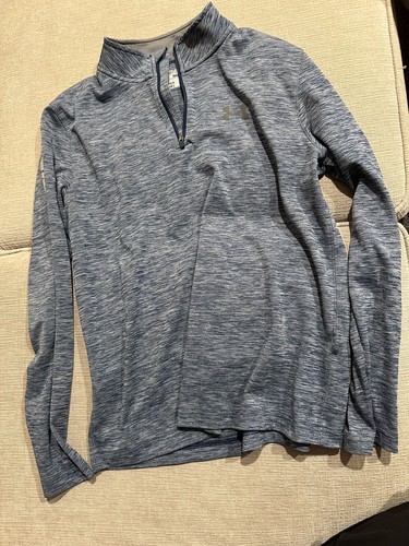 Under Armour Quarter Zip Youth XL Blue Gray Long Sleeve Pullover Preowned