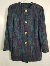 Doncaster 100 Woven Silk 2 Pc Suit Jacket Skirt Size 12/14 New Vintage