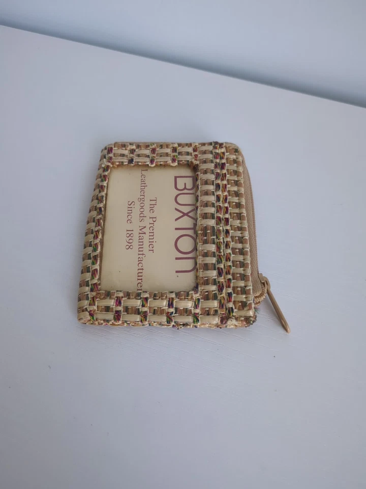 Estuche para tarjetas BUXTON CL812 bronceado para mujer delgado con cremallera identificación con foto de colección 4"x3,5" Foto 4 de 4