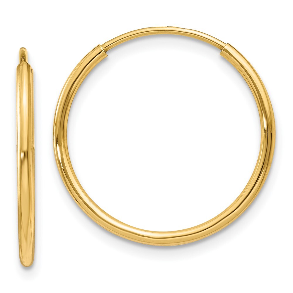 17mm 14K Yellow Gold 1.25mm Endless Hoop Earrings XY1208 | eBay
