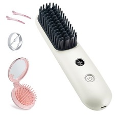 LCD Screen Cordless Hair Straightener and Curler 2 in 1, Rechargeable Portabl...