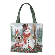 Briarwood Lane Winter Jolly Snowman Welcome Canvas Tote 15" x 14" x 7"