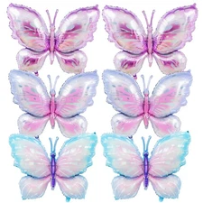 6 Pieces 39 Inches Butterfly Balloons - Large Gradient Butterflies Foil Mylar...