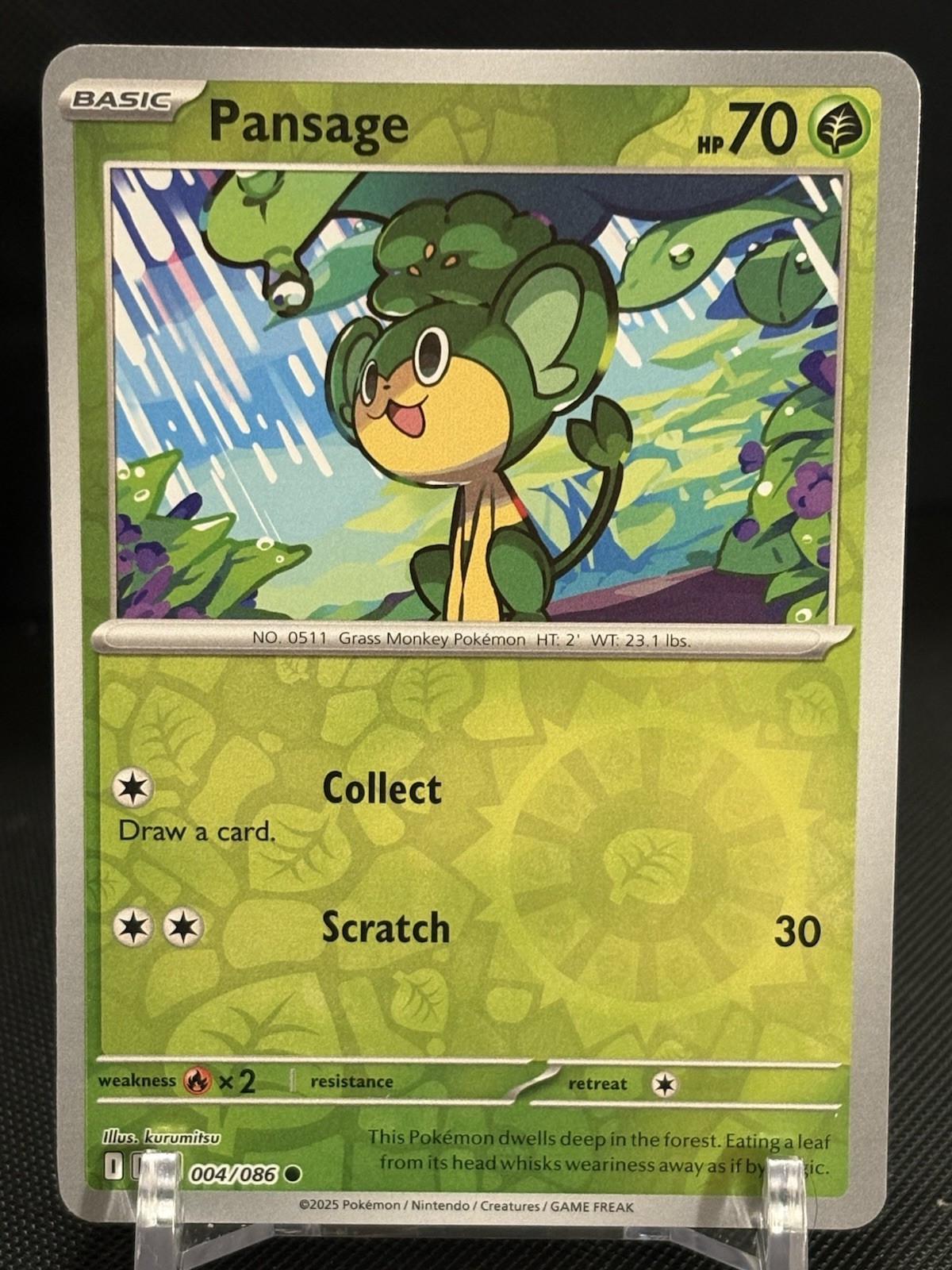 Pansage 004/086 Reverse Holo Common Black Bolt Pokemon TCG NM
