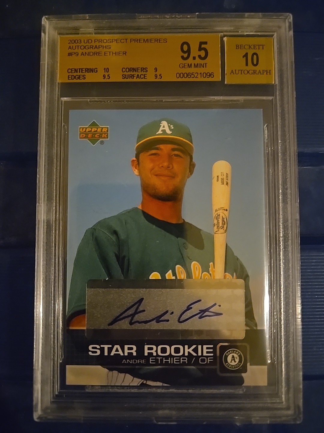 2003 Upper Deck Prospect Premieres ANDRE ETHIER #P9 BGS 9.5/10 Auto Gem Mint