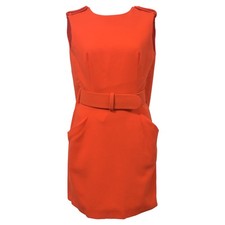 Alexander Mcqueen Sleeveless Mini Dress In Wool Women Orange Size 36