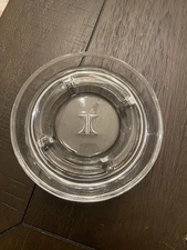 Vintage 1960s Hilton Hotel Solid Clear Glass Circular Ashtray - Great Condition