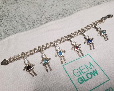 Vintage Birthstone Babies Sterling Charm Bracelet Girls Boy