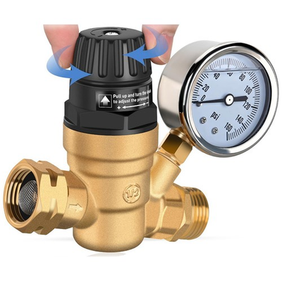 #ad #ad 3 4quot; Water Pressure Regulator For RV Lead free Brass Adjustable Reducer Gauge US $23.98