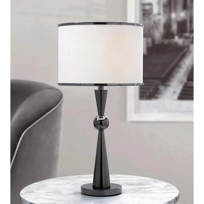 HomeGlam Dione TD 28.5 in. H Black Chrome Metal Table Lamp