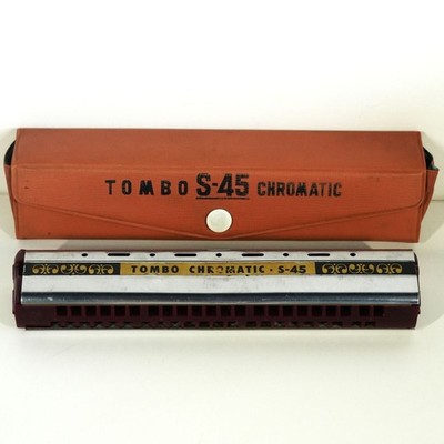 TOMBO S-45 Chromatic Harmonica Red Metal/Plastic w/ Case Vintage from JAPAN O66