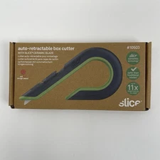 Slice Auto Retract Ceramic Box Cutter Utility Knife Gray Green Safety #10503 New