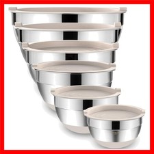 6-Piece Stainless Steel Mixing Bowls with Airtight Lids