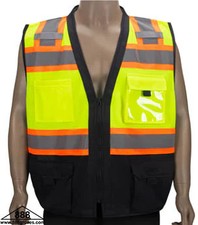 Hi Vis Yellow Safety Vest Class II Solid Front, Mesh Back 98-2000-G - 10 Vests