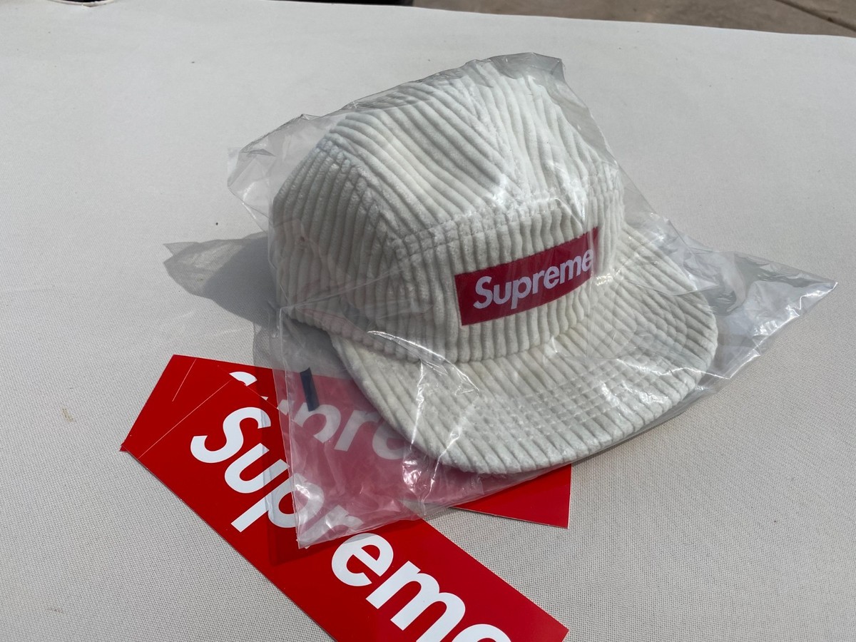 Supreme Wide Wale Corduroy Camp Cap Hat White Deadstock New SS20