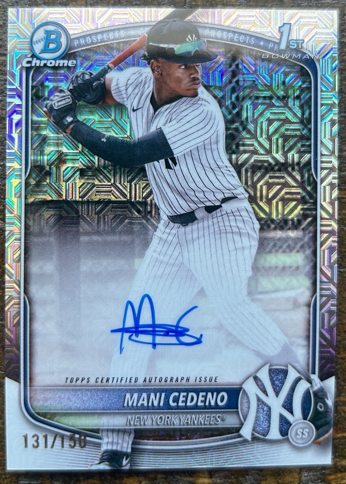 Mani Cedeno 2025 Bowman Chrome HTA Choice Refractor Auto 131/150 1st Yankees SP