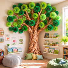 Classroom Tree Bulletin Board Set DIY 3D Cardboard Tree with Paper Pom Poms Kraf
