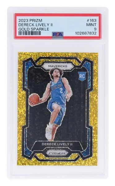 2023 Panini Prizm Gold Sparkle #163 Dereck Lively /24 RC ROOKIE PSA 9 Mavericks