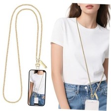 Metal Phone Chain, Crossbody Detachable Phone Lanyard with 2 Tether Long Gold
